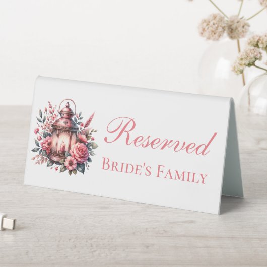 Plaque De Table Floral Lantern rose Pays Réservé Mariage (En SItu (Tableau))