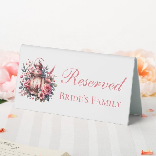 Plaque De Table Floral Lantern rose Pays Réservé Mariage (In SItu (Mariage))