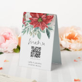 Plaque De Table Florales rouges d'hiver Poinsettia Menu Qr Code Ma (In SItu (Mariage))