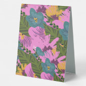 Plaque De Table Flore à la main Mariage vert rose gras (Verso)