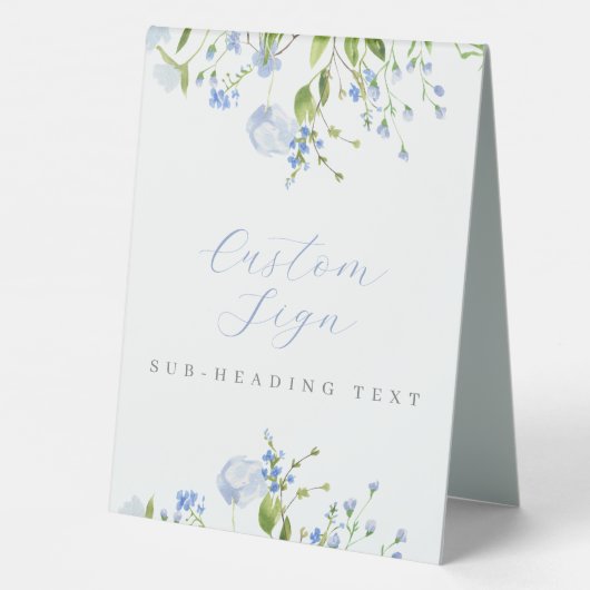 Plaque De Table Flore bleu clair modifiable sur mesure (Verso)