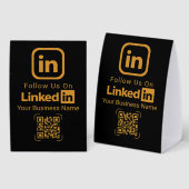 Plaque De Table Follow Us On LinkedIn QR Code Business (Recto/verso)