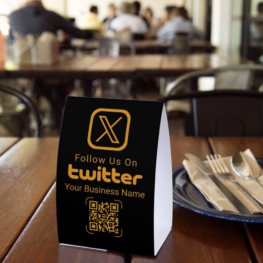 Plaque De Table Follow Us On Twitter Gold QR Code Black (Insitu (restaurant))
