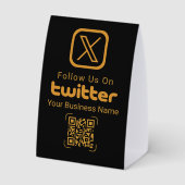 Plaque De Table Follow Us On Twitter Gold QR Code Black (Verso)