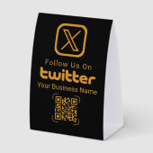 Plaque De Table Follow Us On Twitter Gold QR Code Black (Recto)
