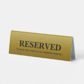 Plaque De Table Fond Doré Métallisé Réservé (Verso)
