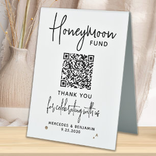 Plaque De Table Fonds de lune de miel Calligraphie moderne Code QR