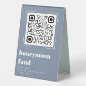 Plaque De Table Fonds de lune de miel Dusty Blue Moderne Code QR (Verso)
