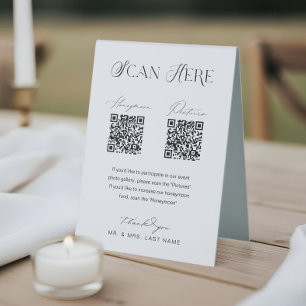 Plaque De Table Fonds de lune de miel et images QR Code Scan Maria