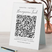 Plaque De Table Fonds de lune de miel Mariage moderne QR Code Dons (En SItu (Tableau))