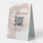Plaque De Table Fonds de lune de miel mariage QR Code Photo (Recto)