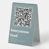 Plaque De Table Fonds Mariage moderne pour lune de miel Code QR (Verso)
