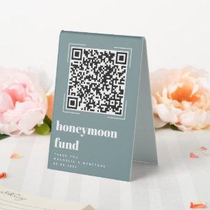Plaque De Table Fonds Mariage moderne pour lune de miel Code QR