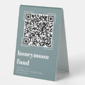 Plaque De Table Fonds Mariage moderne pour lune de miel Code QR (Recto)