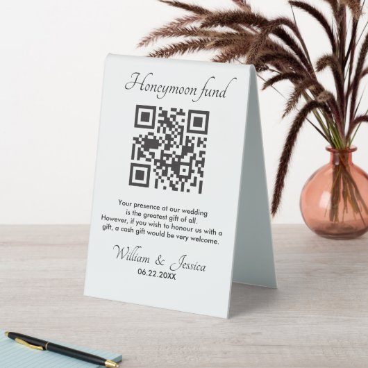 Plaque De Table Fonds pour lune de miel avec code QR (En SItu (Tableau))