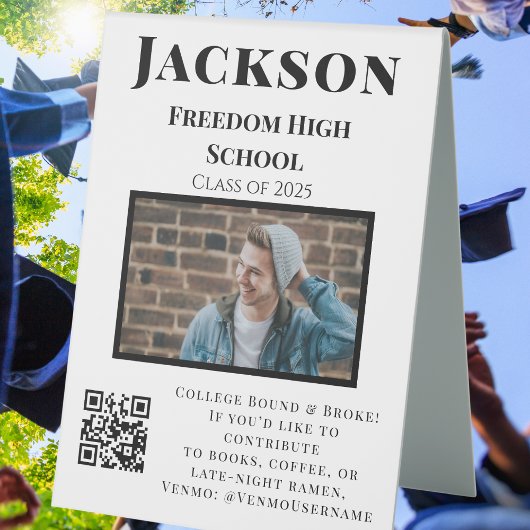 Plaque De Table Fonds universitaire de photo Code QR Fête de remis