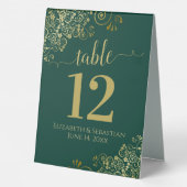 Plaque De Table Fractions d'or sur Emerald Green Mariage Numéro de (Verso)