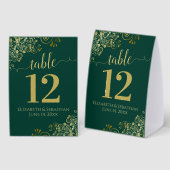 Plaque De Table Fractions d'or sur Emerald Green Mariage Numéro de (Recto/verso)