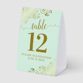 Plaque De Table Fractions d'or sur Neo Mint Green Mariage Numéro d (Verso)