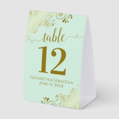 Plaque De Table Fractions d'or sur Neo Mint Green Mariage Numéro d (Recto)