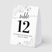 Plaque De Table Fractions en argent Noir sur Mariage blanc Numéro (Verso)