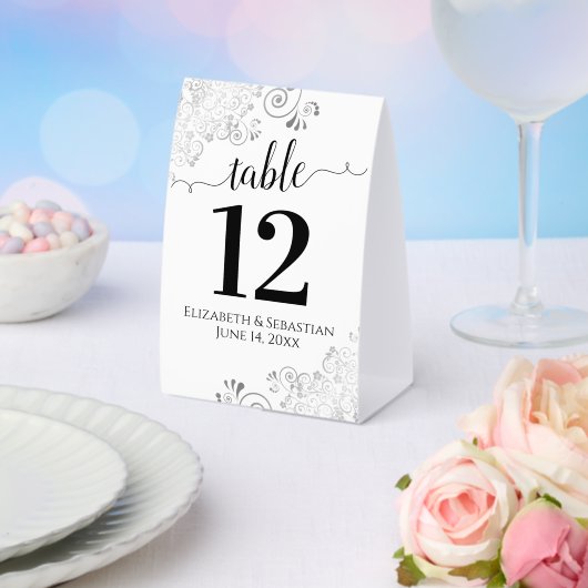 Plaque De Table Fractions en argent Noir sur Mariage blanc Numéro (Insitu (mariage))