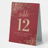 Plaque De Table Fragments d'or sur Crimson Mariage rouge Numéro de (Verso)