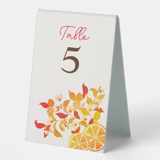 Plaque De Table Fraîcheur Citrus Foliage Mariage (Recto)