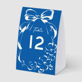 Plaque De Table French Blue Whimsical Bow Wedding Table Number (Verso)