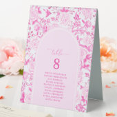 Plaque De Table Fuchsia Pink Chinoiserie Menu & Numéro de siège (In SItu (Mariage))