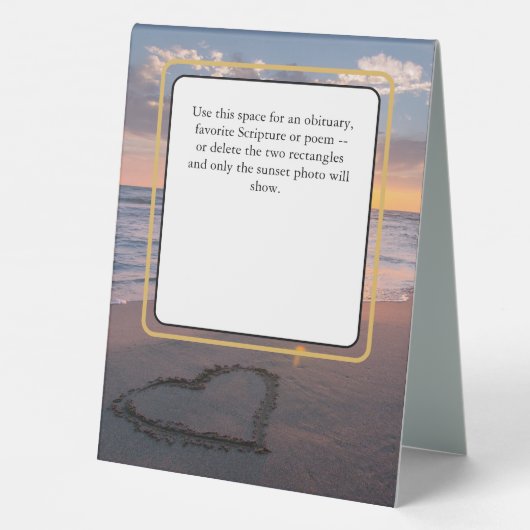 Plaque De Table Funérailles commémoratives branchées Coucher de so (Verso)