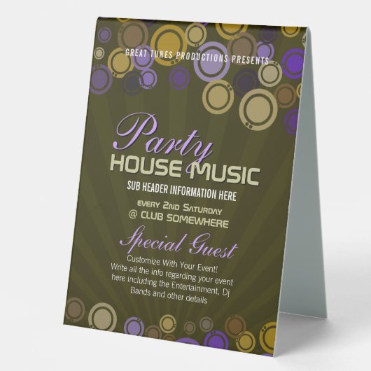 Plaque De Table Funky Party Music Club Event Flyer (Recto)