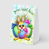 Plaque De Table Funny Bunny biting an Easter Egg (Verso)