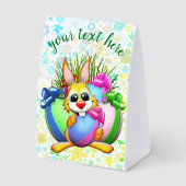 Plaque De Table Funny Bunny biting an Easter Egg (Recto)