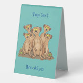 Plaque De Table Funny meerkat family cartoon illustration (Verso)