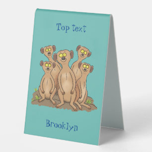 Plaque De Table Funny meerkat family cartoon illustration