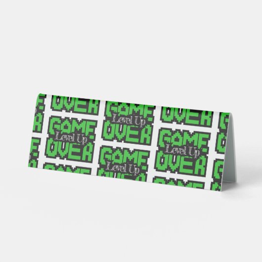 Plaque De Table Game Over, Level Up: Retro Pixel Sandbox Adventure (Recto)