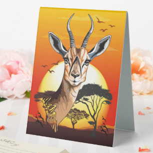 Plaque De Table Gazelle Antelope africaine animal sauvage