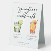 Plaque De Table Gin et Tonic Tequila Sunrise Cocktails Menu (Recto)