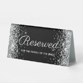 Plaque De Table Girly Argent Pailleté Noir Réservé (Recto)