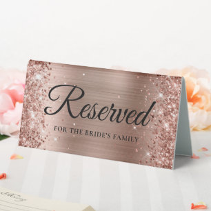 Plaque De Table Glitterie Rose Gold Foil Réservé