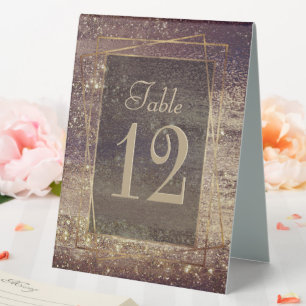 Plaque De Table Glitzy Foil Golden Bronze Faux Faux Sparkle