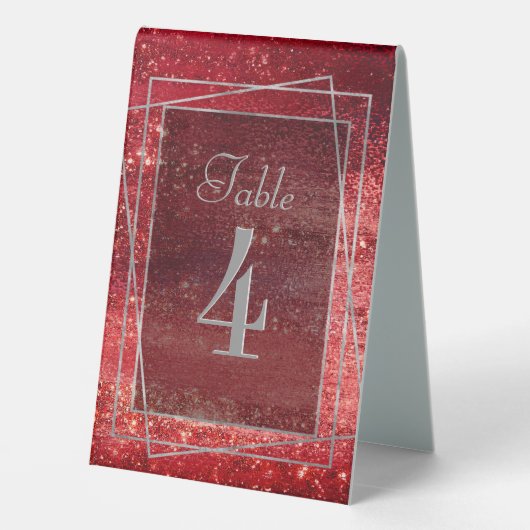 Plaque De Table Glitzy Foil | Henna Crimson Red Faux Parties scint (Verso)