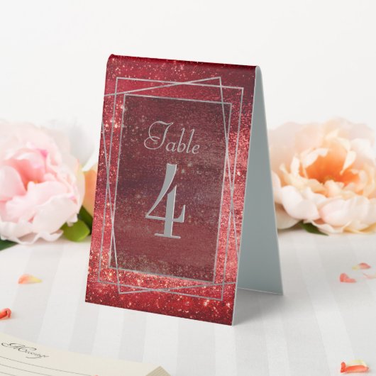Plaque De Table Glitzy Foil | Henna Crimson Red Faux Parties scint (In SItu (Mariage))