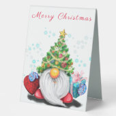 Plaque De Table Gnome avec l'arbre de Noël Casquette de table Tent (Recto)