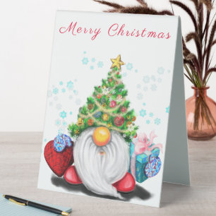 Plaque De Table Gnome avec l'arbre de Noël Casquette de table Tent