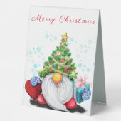 Plaque De Table Gnome avec l'arbre de Noël Casquette de table Tent (Verso)