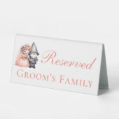 Plaque De Table Gnome Rustic Woodland Orange Mariage Réservé (Recto)