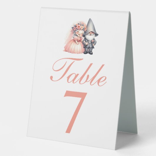 Plaque De Table Gnome Whimsical Orange Mariage Numéro de table (Recto)