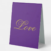 Plaque De Table Gold Color Script Love Purple Calligraphy (Verso)